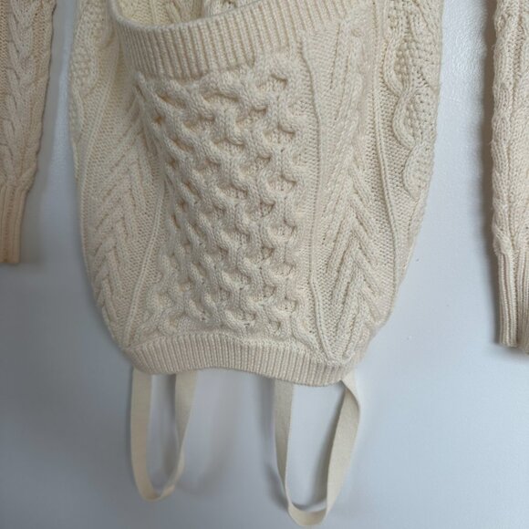 Rosie Assoulin Chunky Cable Knit Mini Dress In Ecru Sz Small Long Sleeves - Picture 9 of 9